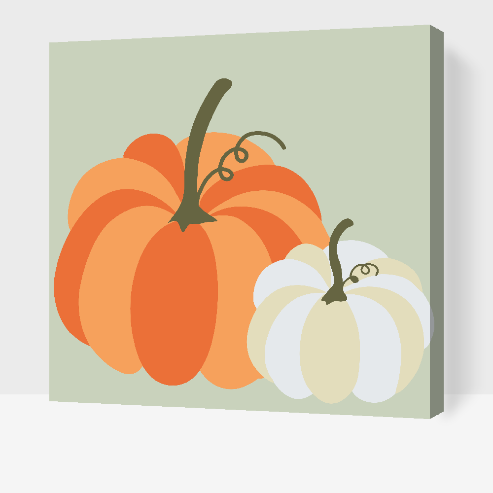 Paint by number - To pastelfarvede græskar