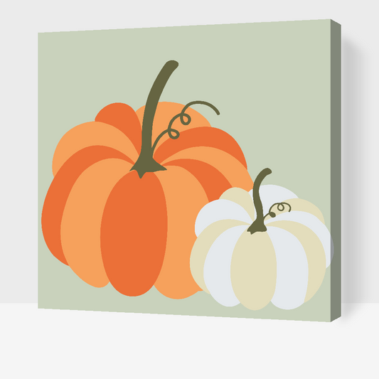 Paint by number - To pastelfarvede græskar