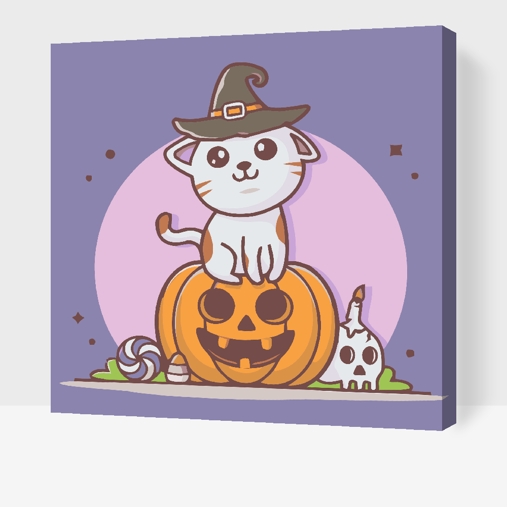 Paint by number - Kat på et græskar