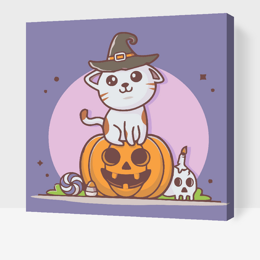 Paint by number - Kat på et græskar