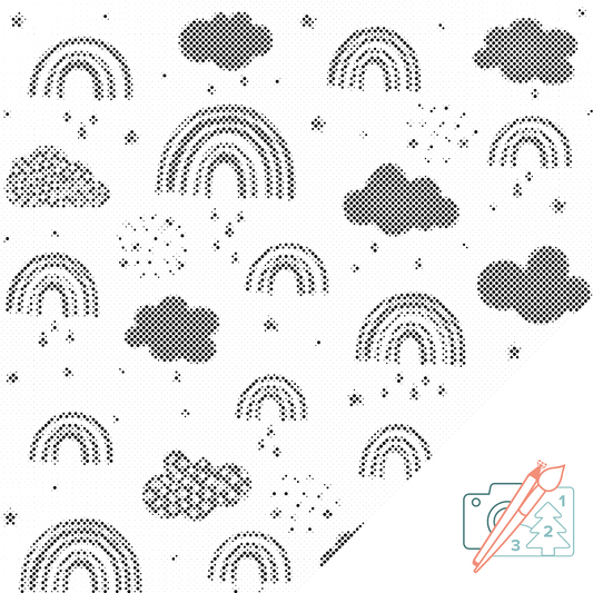 Dotting - Regnbue, skyer og regndråber