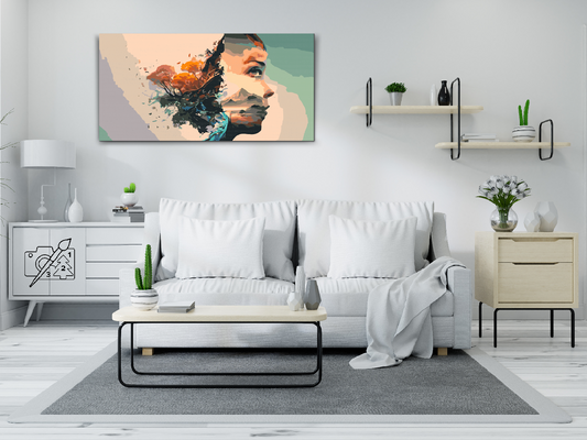 Paint by number - Ansigt, bjerg, træ