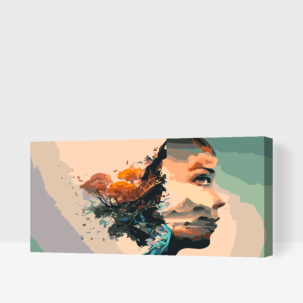 Paint by number - Ansigt, bjerg, træ