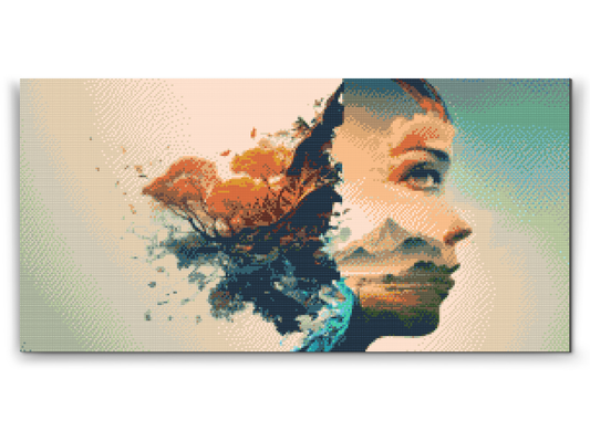 Diamond Paint - Ansigt, bjerg, træ