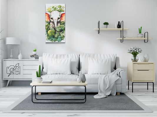 Paint by number - Elefantkalv blandt planterne