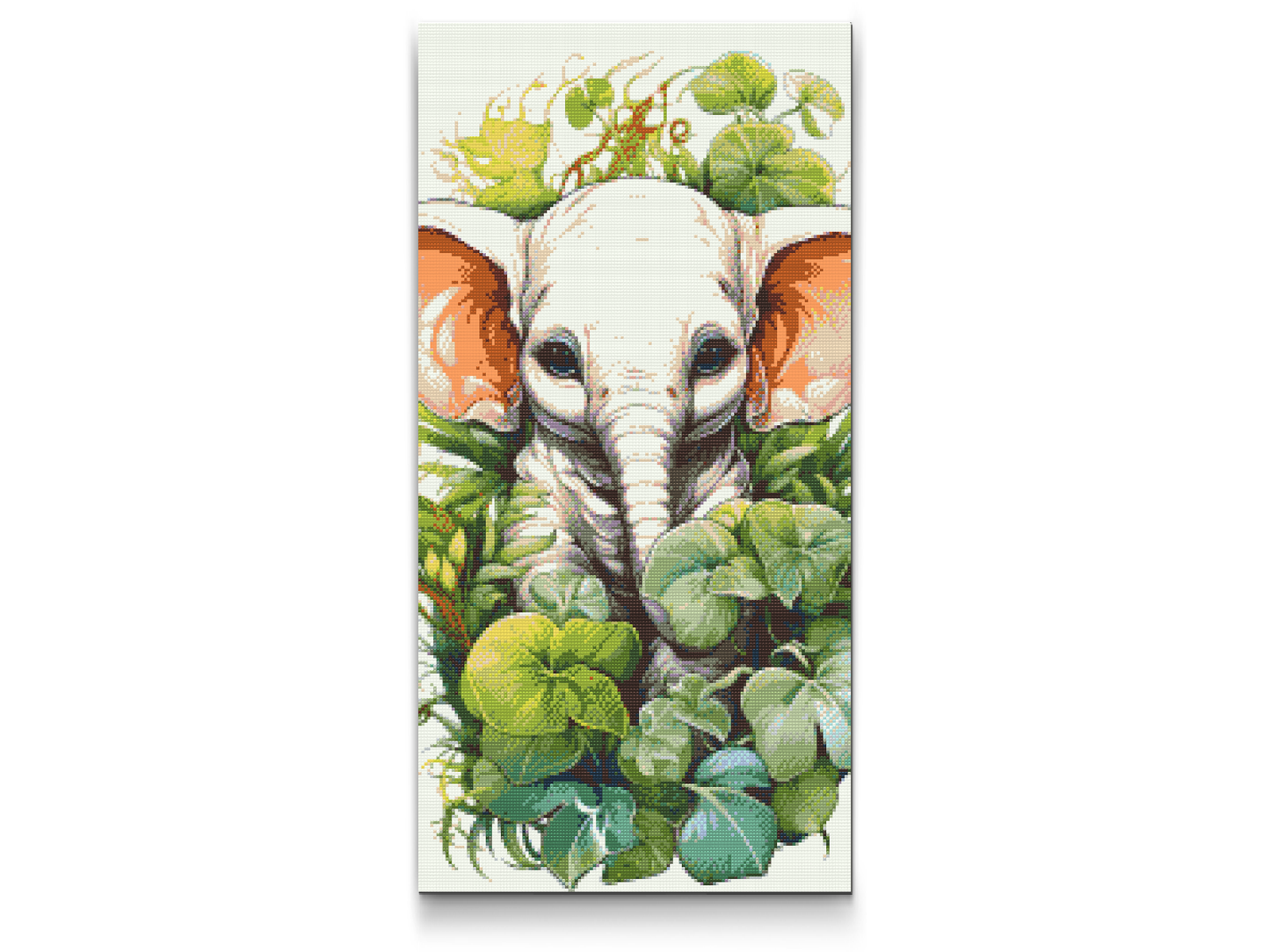 Diamond Paint - Elefantkalv blandt planterne