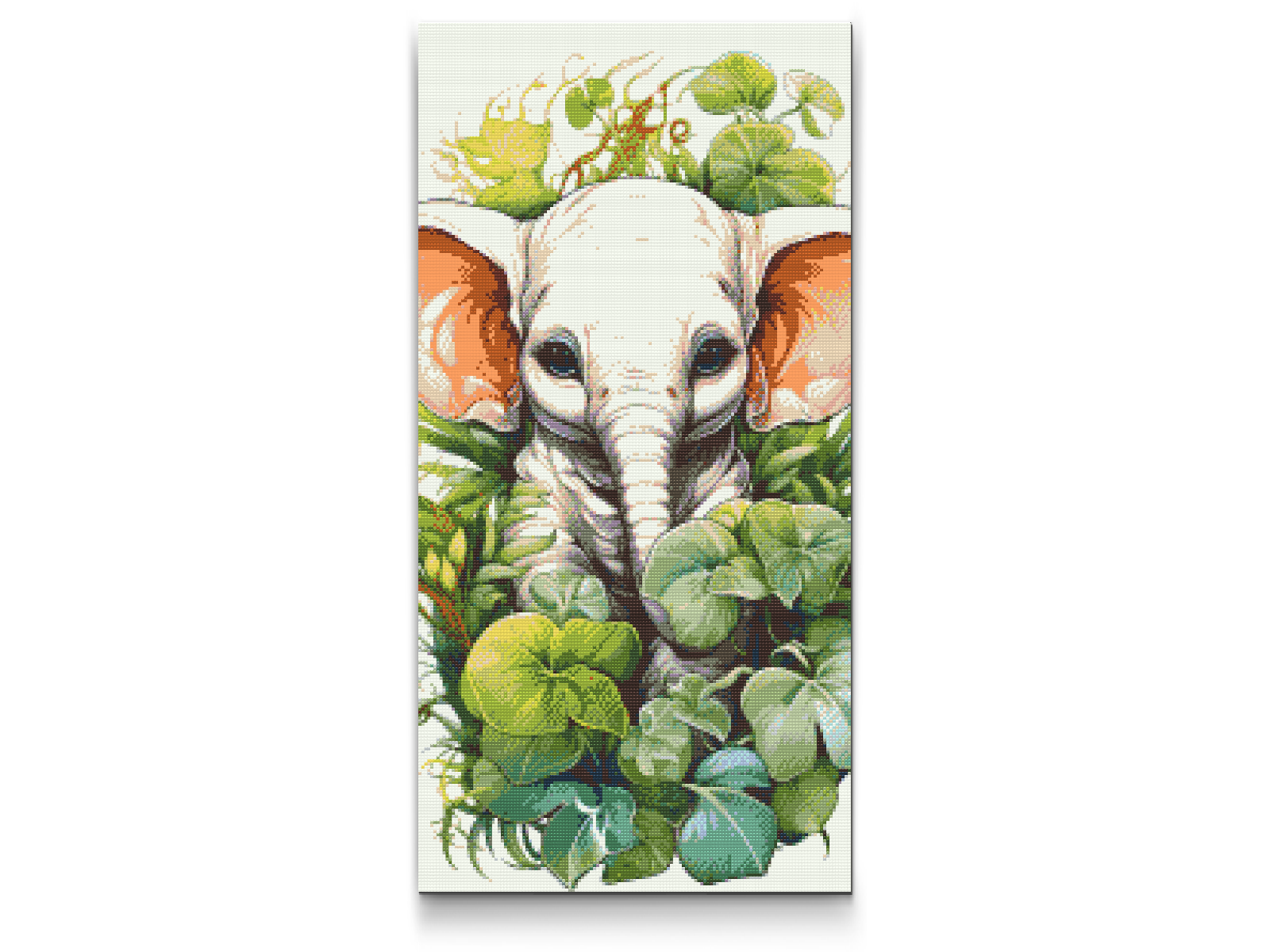Diamond Paint - Elefantkalv blandt planterne