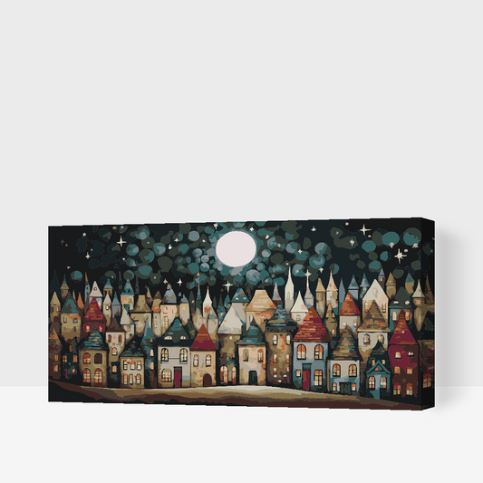 Paint by number - Små huse om natten