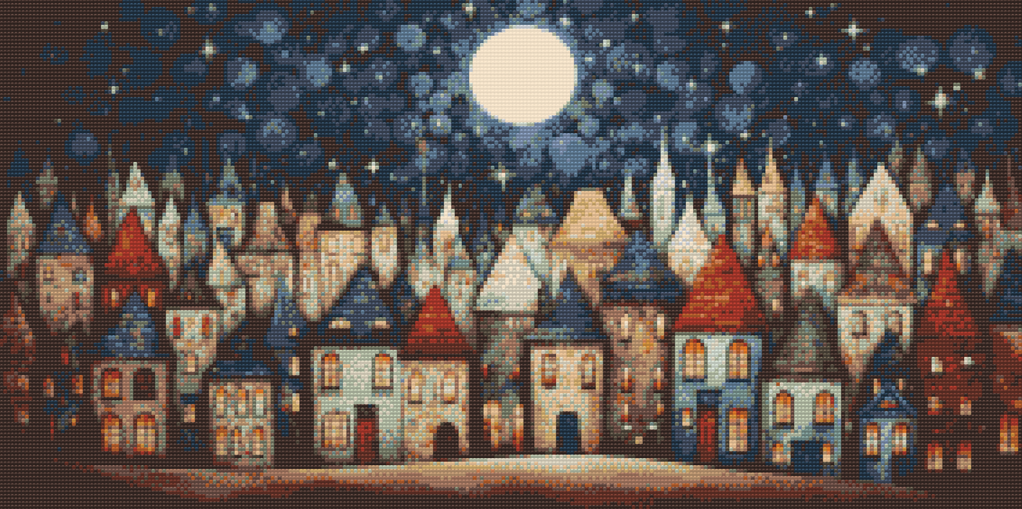 Diamond Paint - Små huse om natten