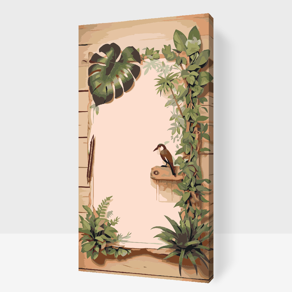Paint by number - Pergament omgivet af planter