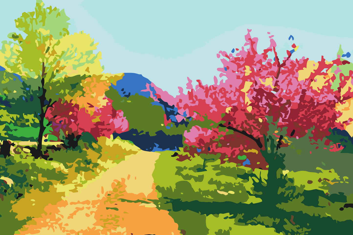 Paint by number - Farverigt landskab