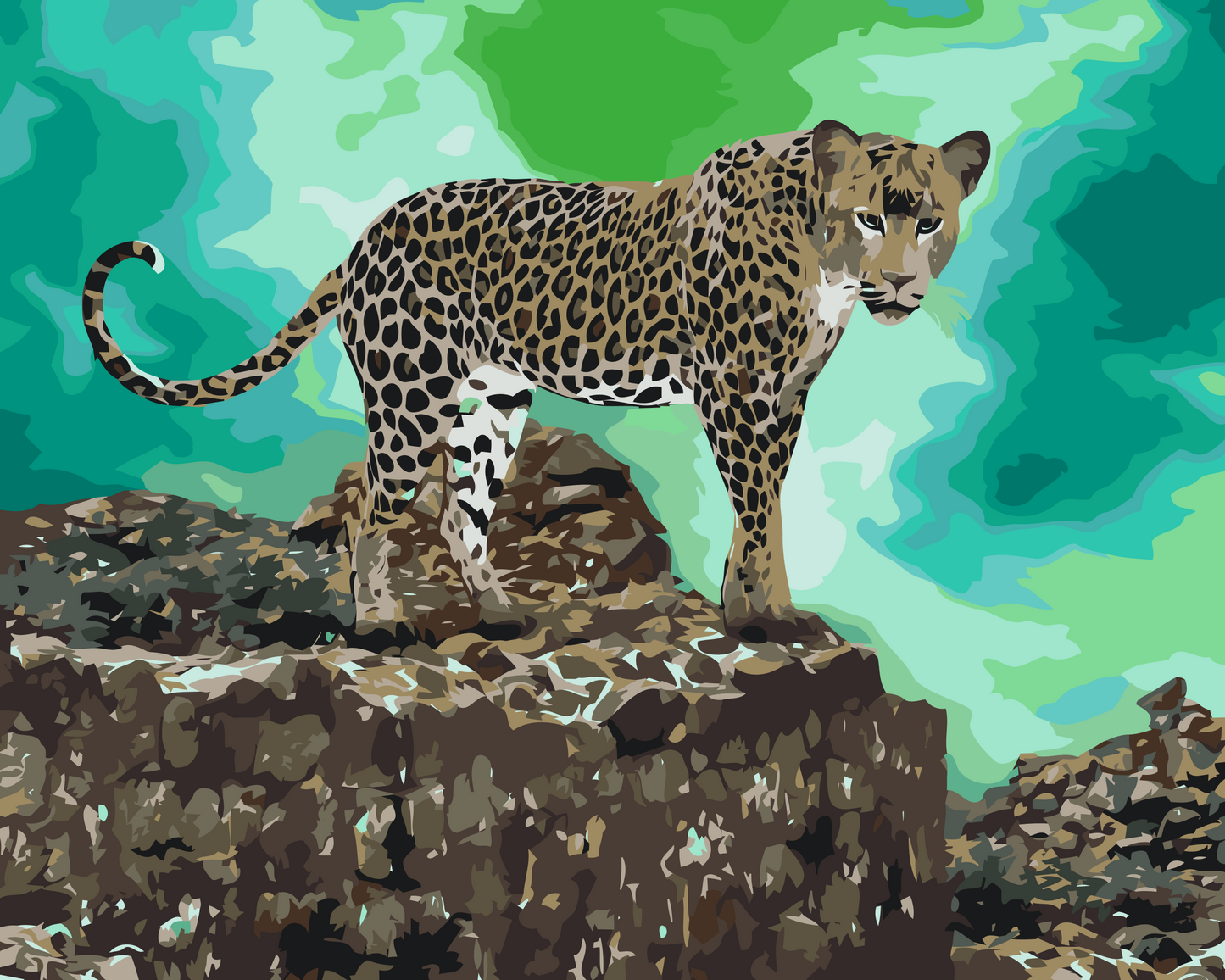 Paint by number - Leopard lurer efter bytte