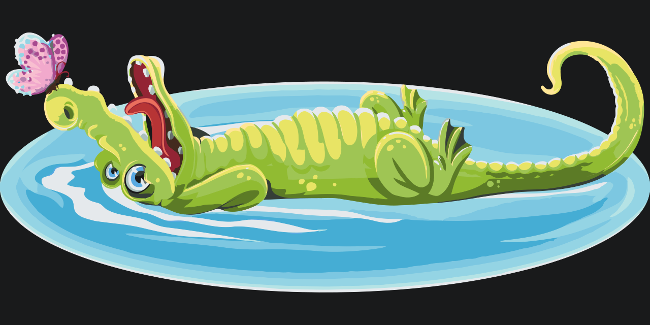 Paint by number - Krokodille med en sommerfugl