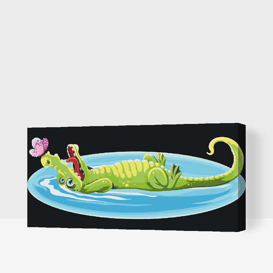 Paint by number - Krokodille med en sommerfugl