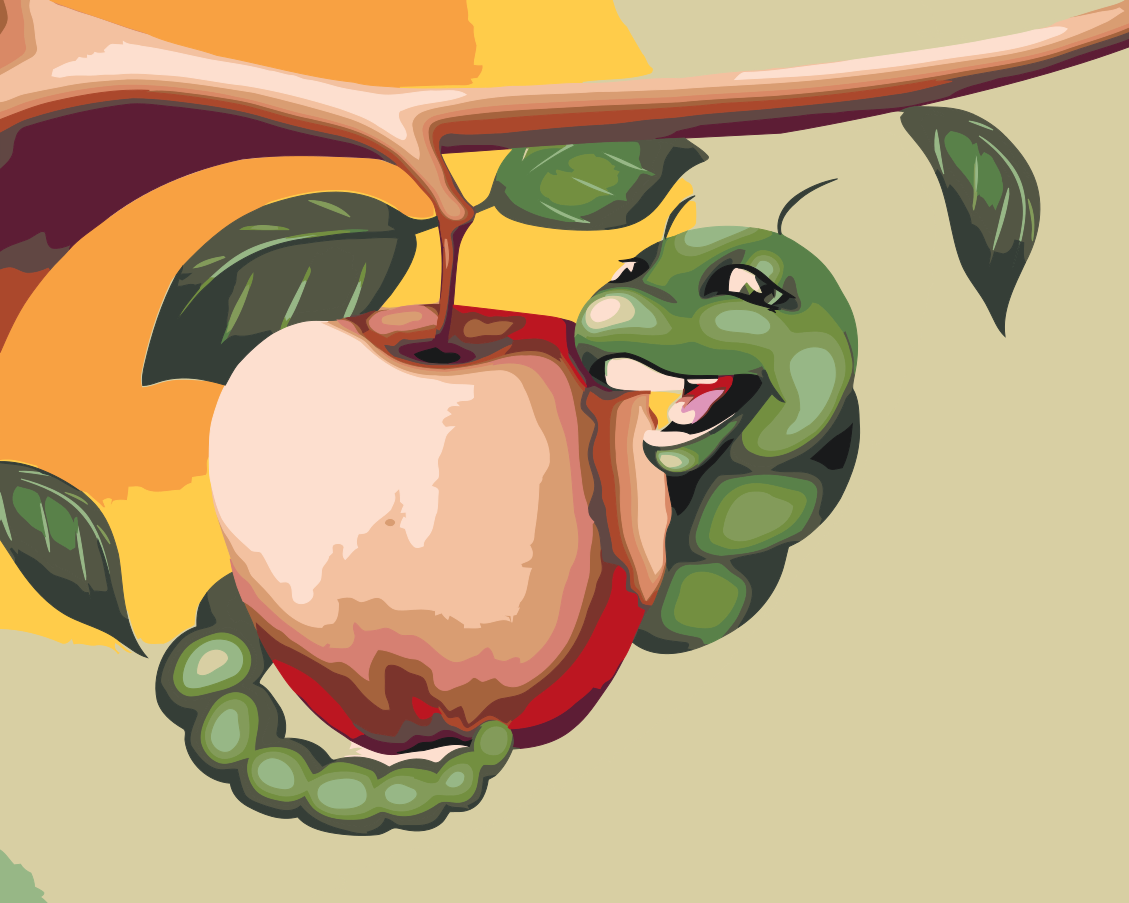 Paint by number - Larven spiser et æble