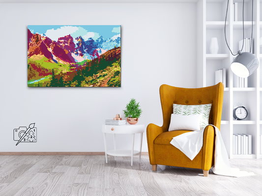 Paint by number - Farverige bjerge