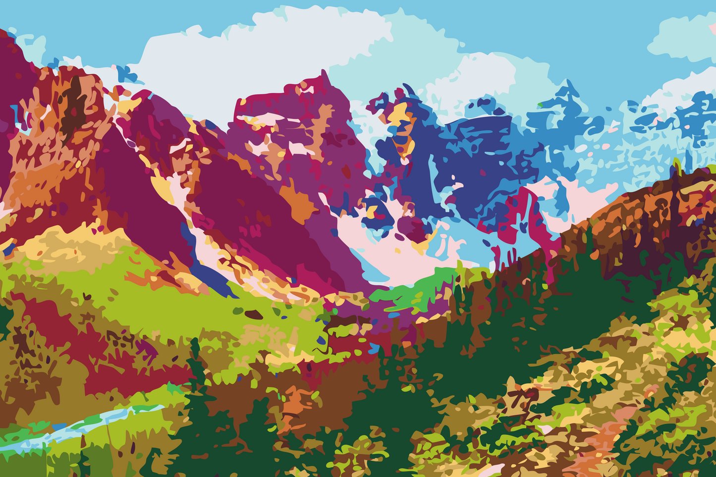 Paint by number - Farverige bjerge