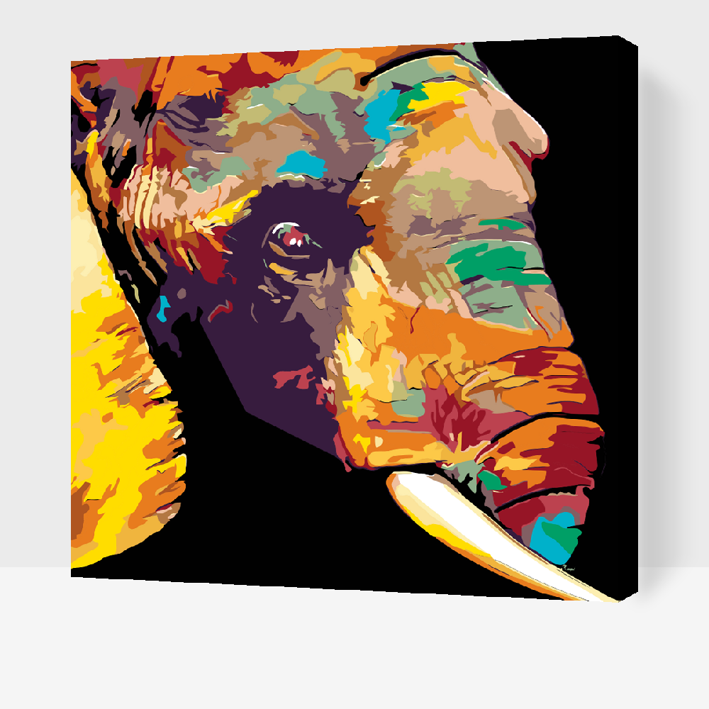 Paint by number - Farvet elefant
