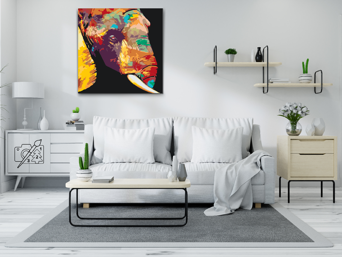 Paint by number - Farvet elefant