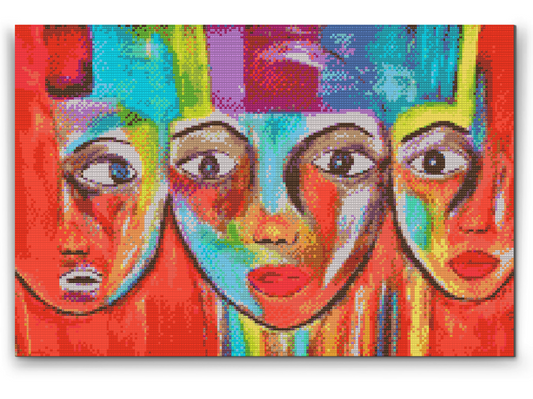 Diamond Paint - Farverige ansigter