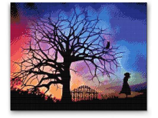 Diamond Paint - Pige under nattehimlen