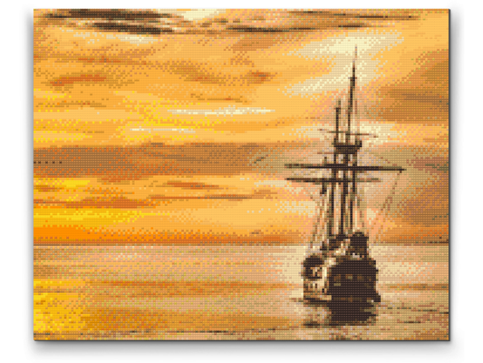 Diamond Paint - Sejlbåd ved solnedgang