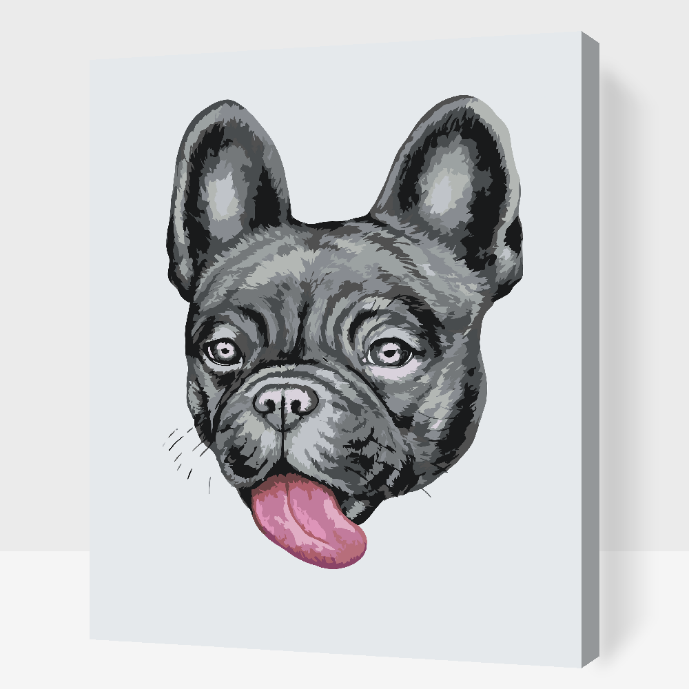 Paint by number - Bulldog med tunge ude