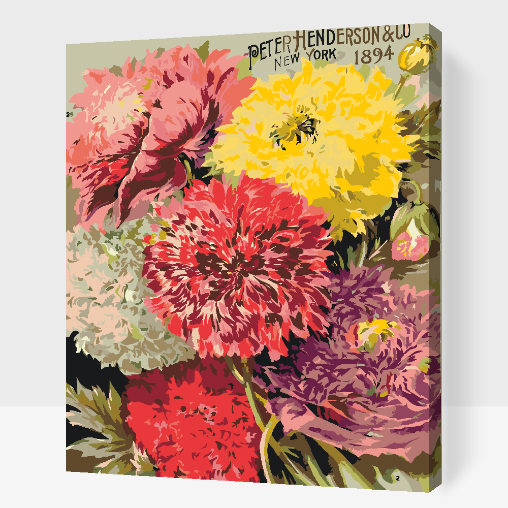 Paint by number - Retro farverige blomster