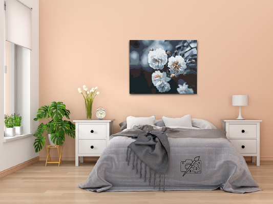 Paint by number - Blomstrende hvide roser