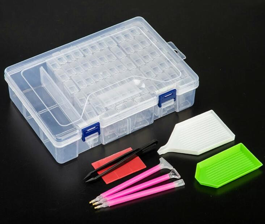 Hobby Tilbehør - Organisator til diamanter - 64 Tictacs + sæt værktøjer