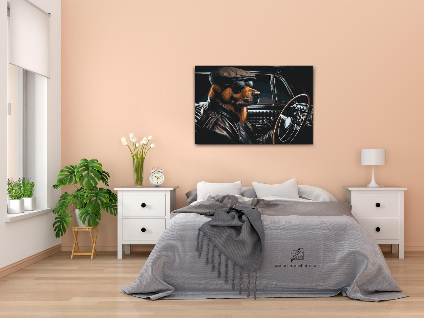 Paint by number - En hund i en sort cabriolet