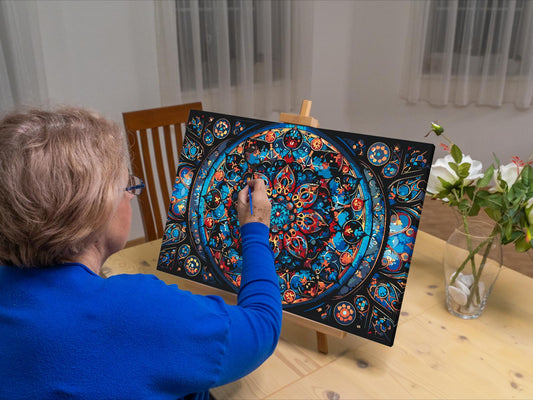 Paint by number - Mandala med en blomst i midten