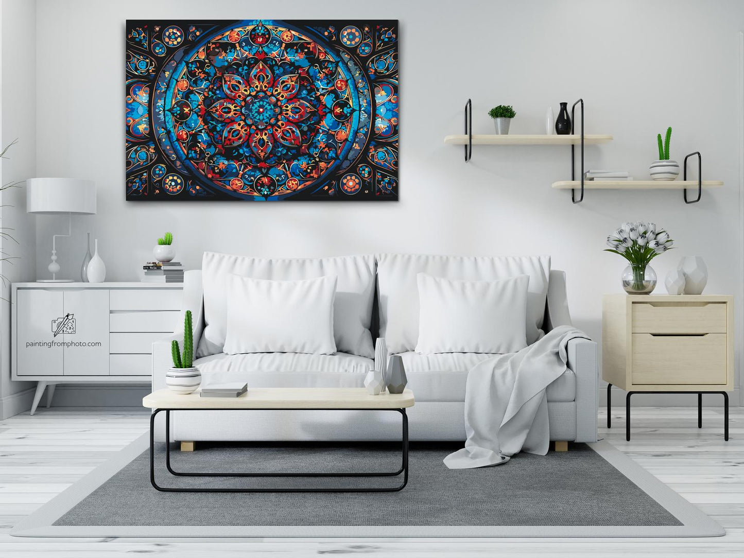 Paint by number - Mandala med en blomst i midten