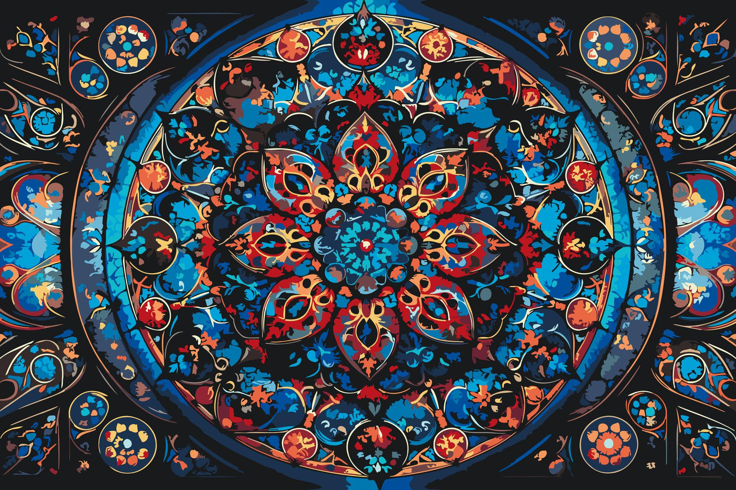 Paint by number - Mandala med en blomst i midten