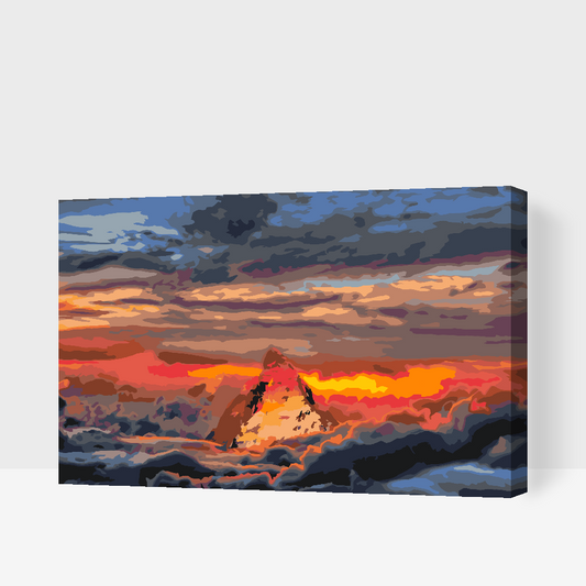 Paint by number - Bjerg dækket af skyer