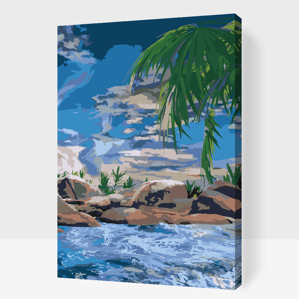 Paint by number - Ocean og Palmetræ