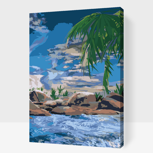Paint by number - Ocean og Palmetræ