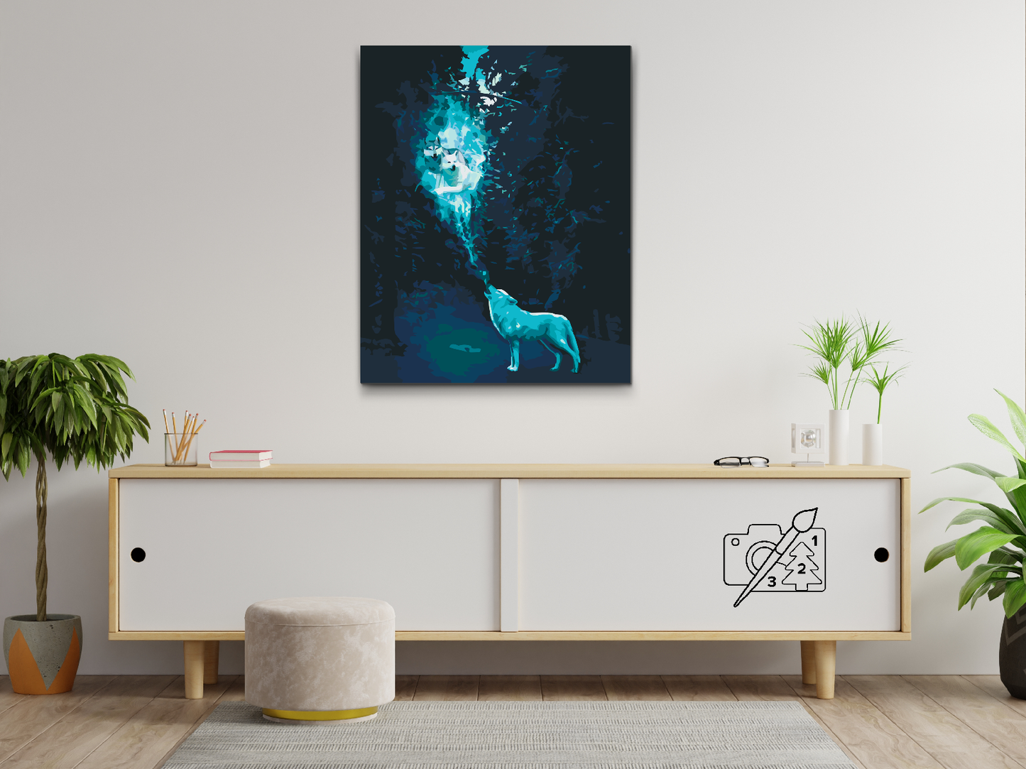 Paint by number - Ulven kalder en flok