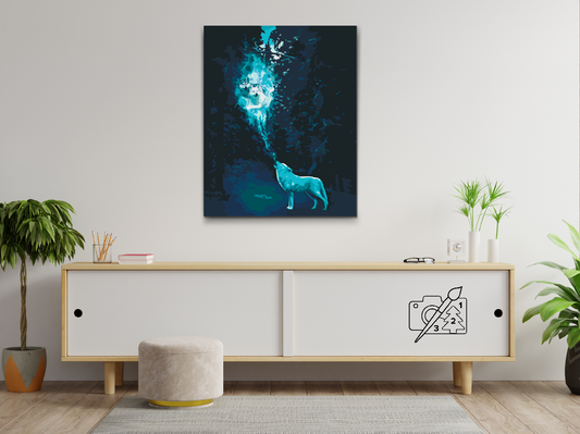 Paint by number - Ulven kalder en flok