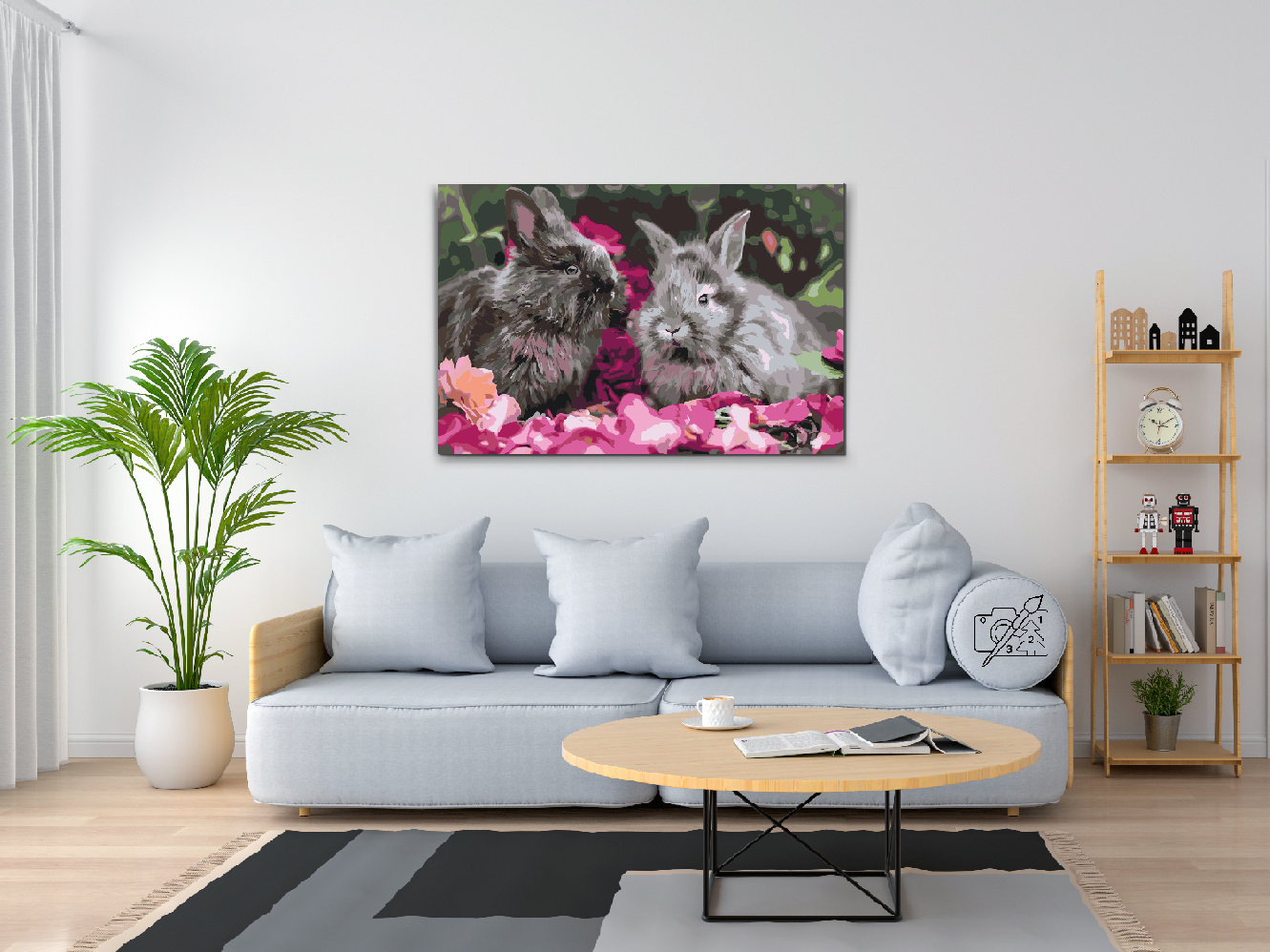 Paint by number - Kaniner blandt blomster