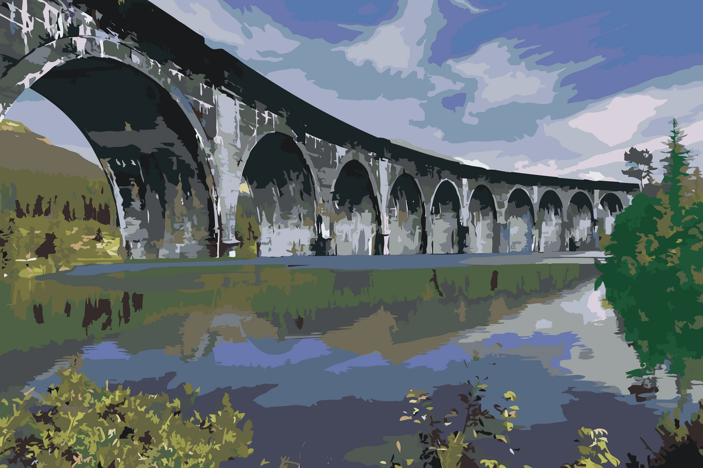 Paint by number - Bro over søen