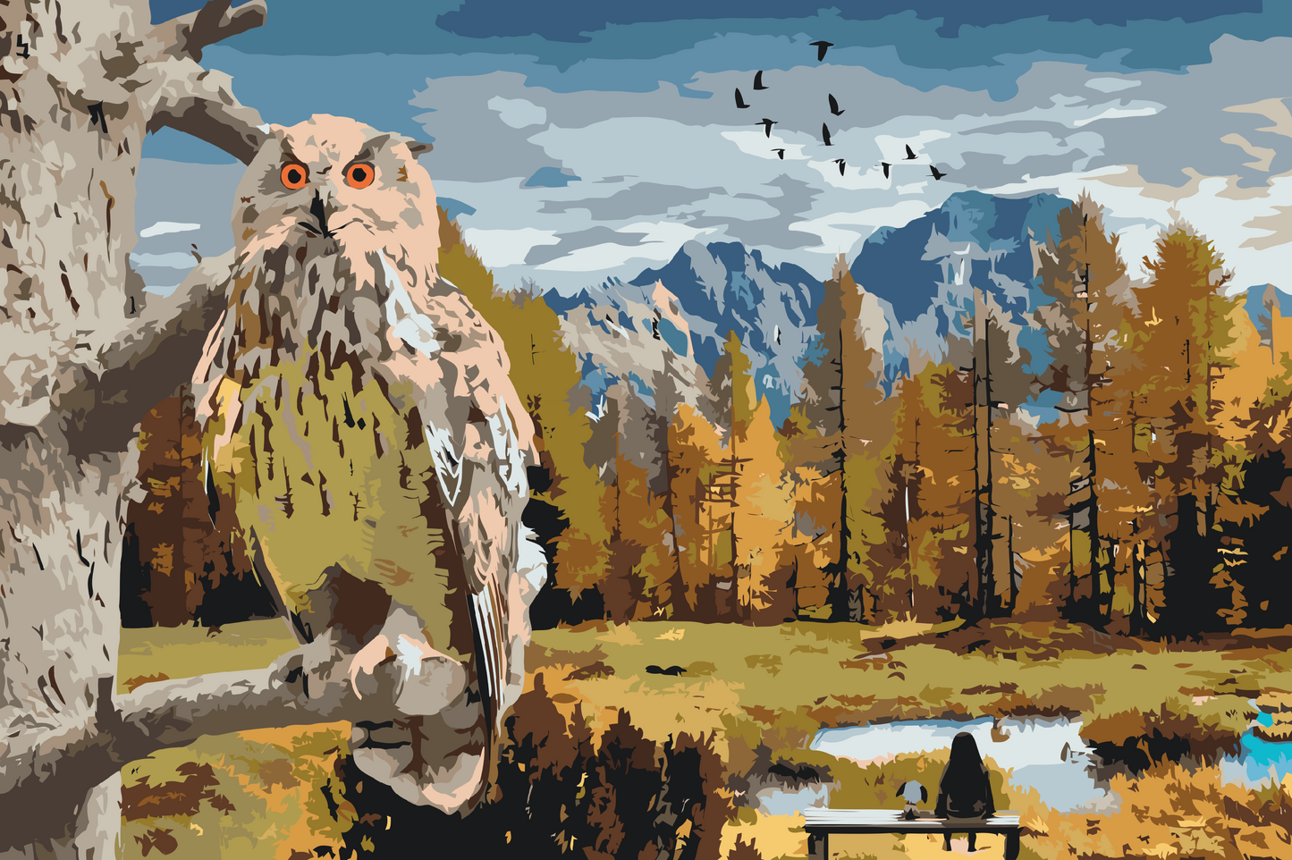 Paint by number - Ugle i Skoven