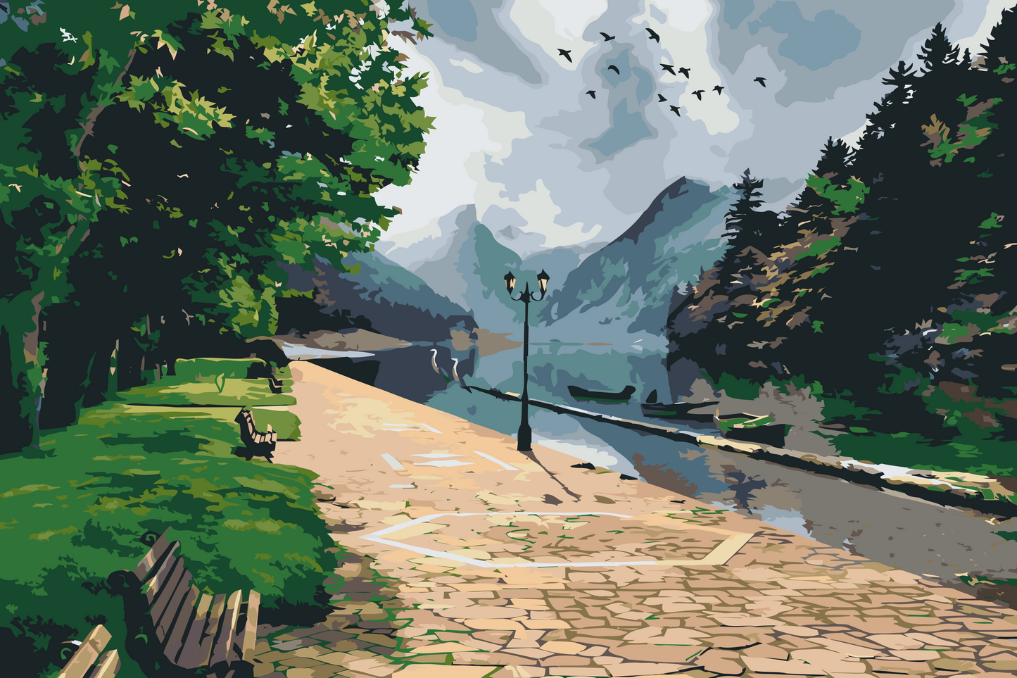 Paint by number - Park ved floden
