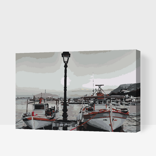 Paint by number - Både i havnen