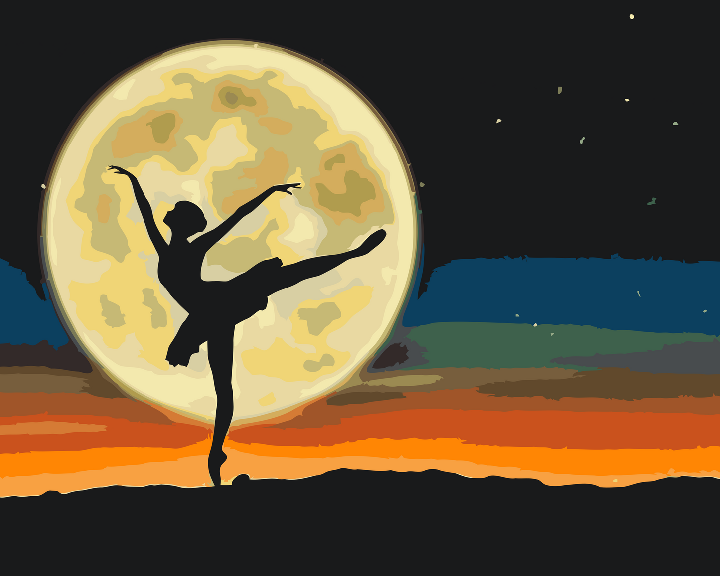 Paint by number - Ballerina ved fuldmåne
