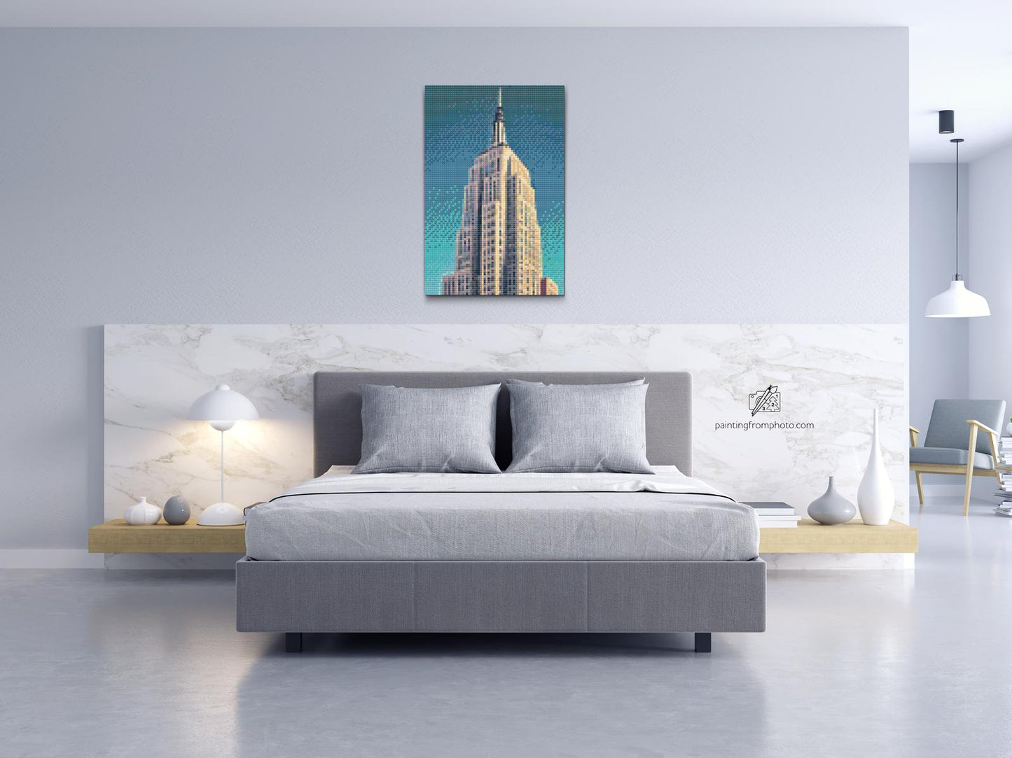 Diamond Paint - Empire state-opbygning på tæt hold
