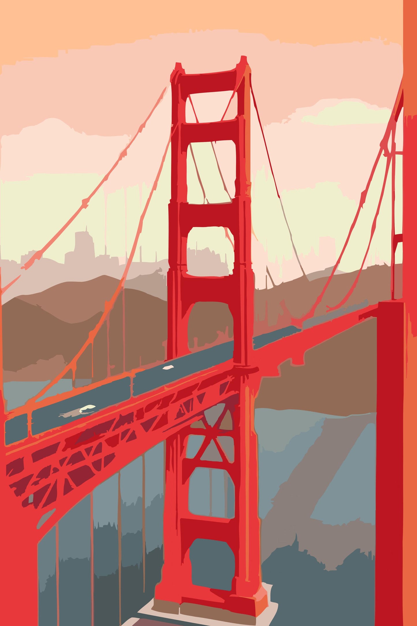 Paint by number - Golden Gate Bridge tæt på
