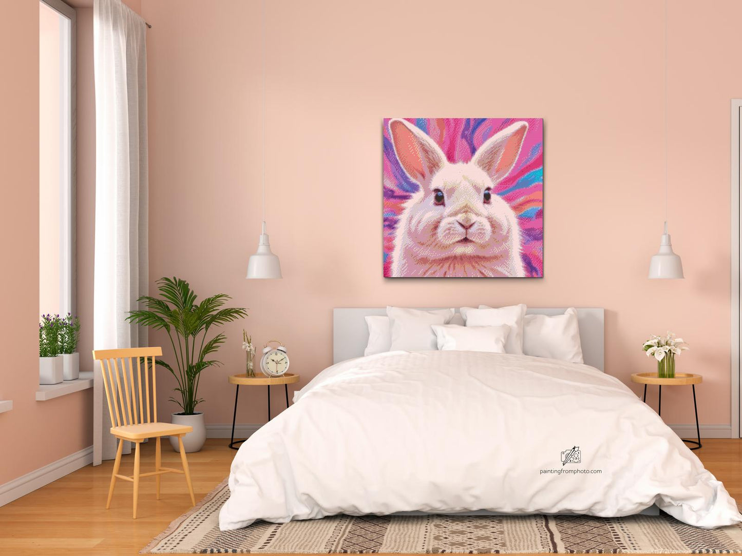 Diamond Paint - Kanin i nuancer af pink
