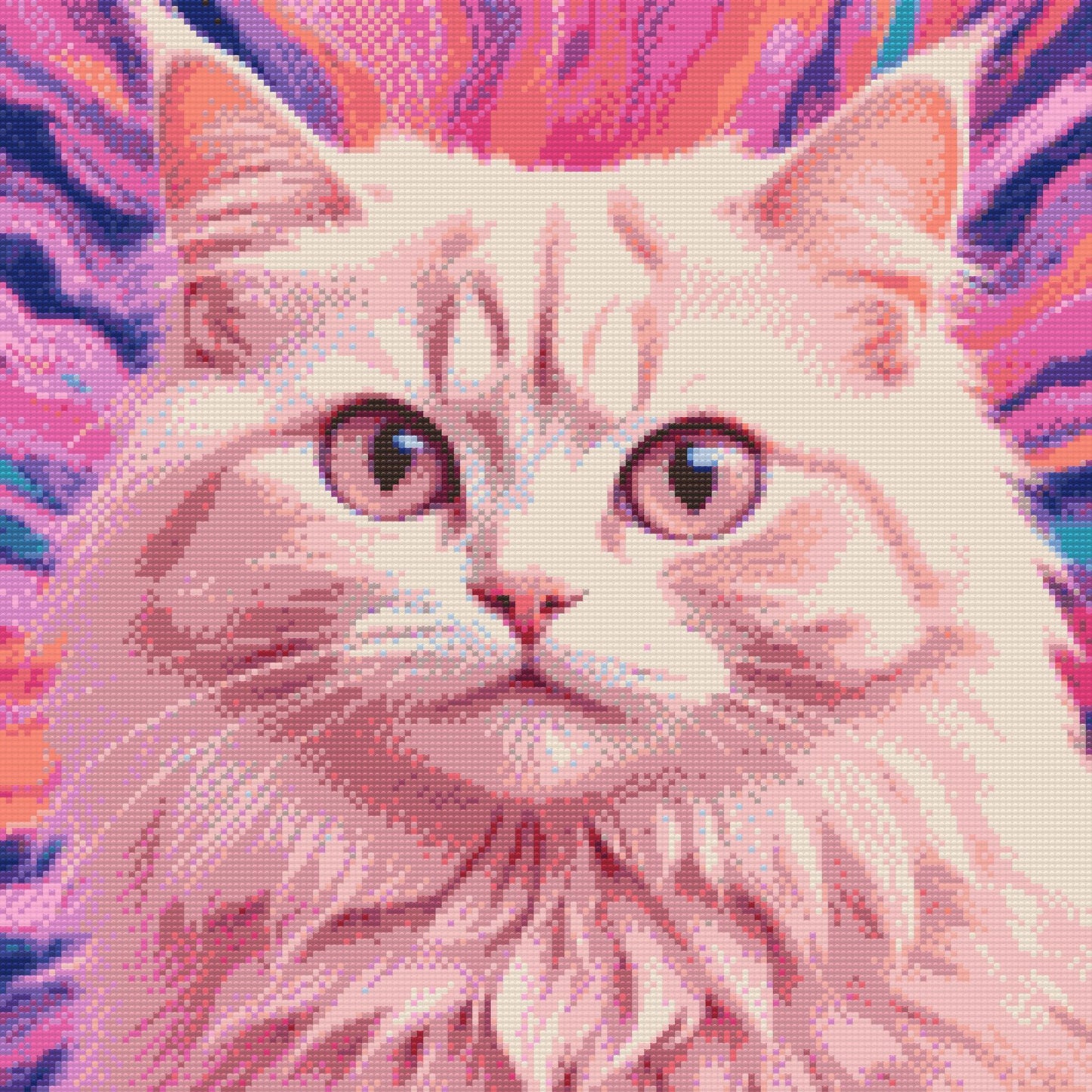 Diamond Paint - Kat i nuancer af pink