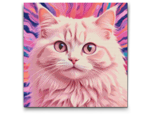 Diamond Paint - Kat i nuancer af pink